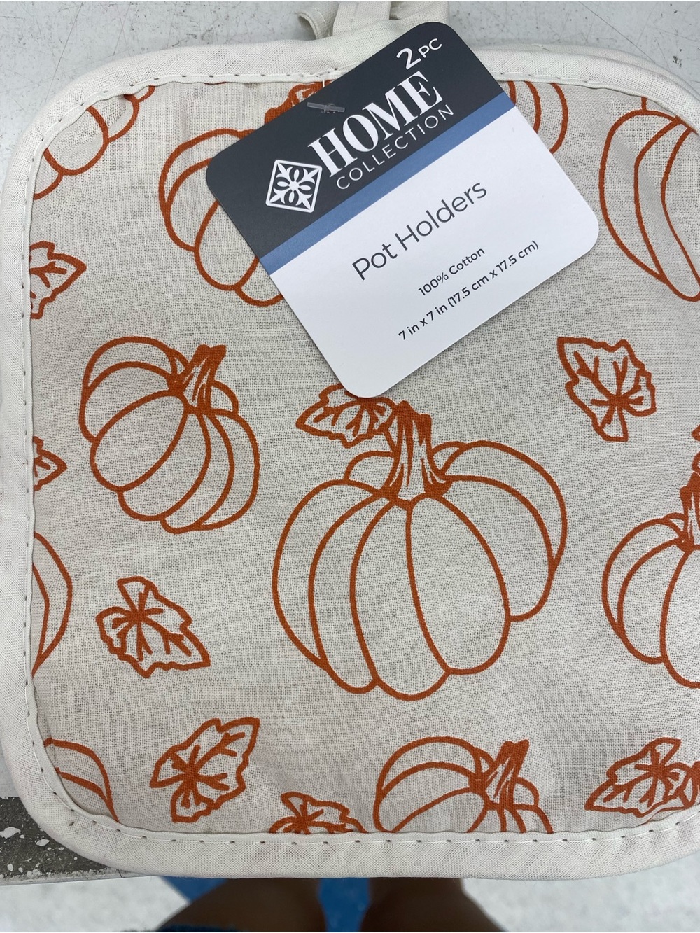 HOME Collection Pumpkin Print Pot Holder - Orange on Cream